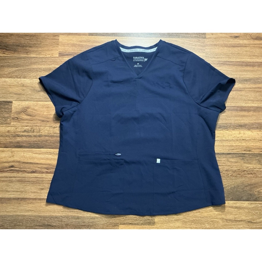 2X Navy FABLETICS Feel the Performance Medical Healthcare Scrub Top **Read